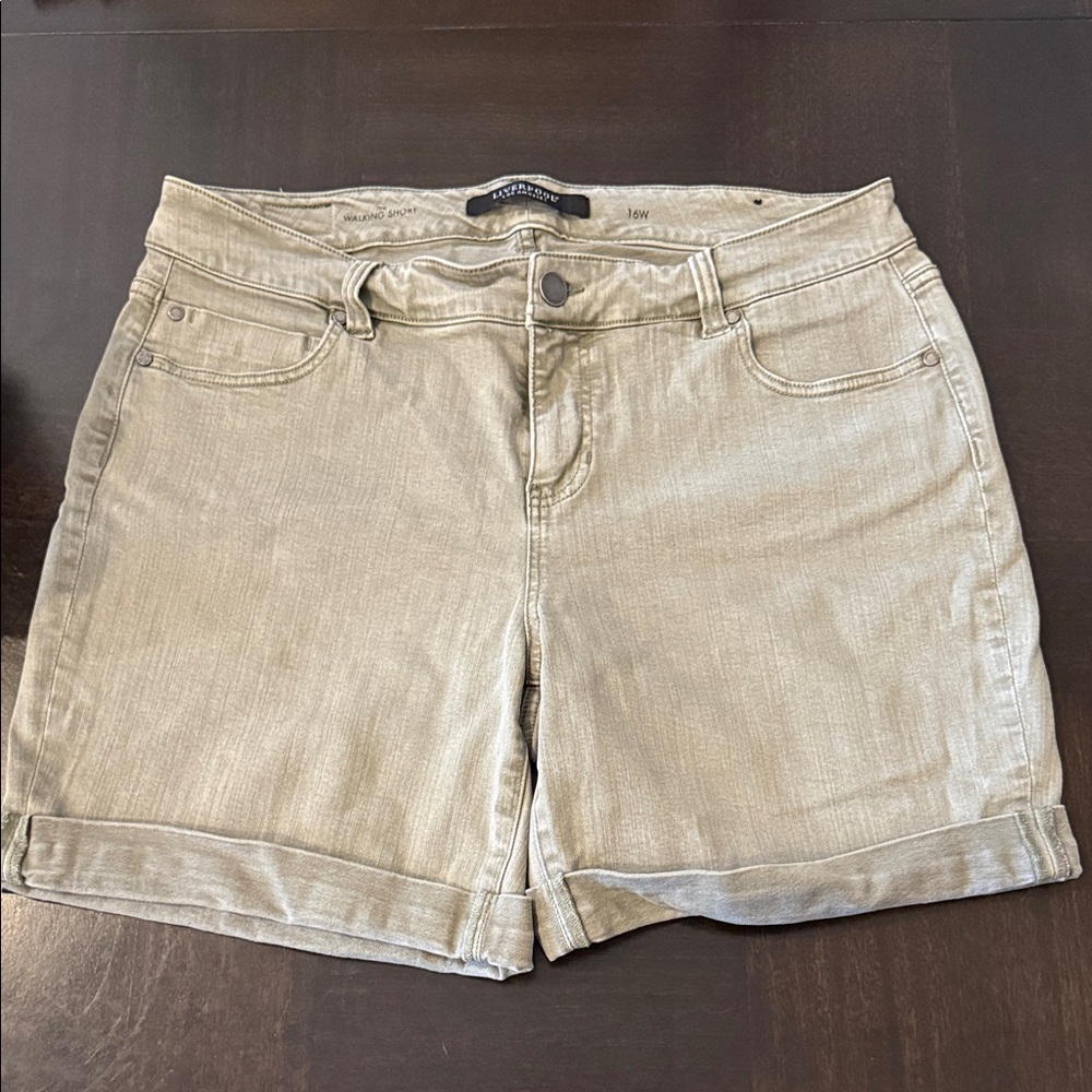 Liverpool Women's Rolled-Hem Jean Shorts — Olive
